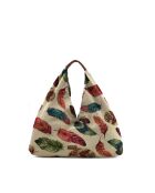 Veelkleurige Elea leren schoudertas - 58x50x2cm