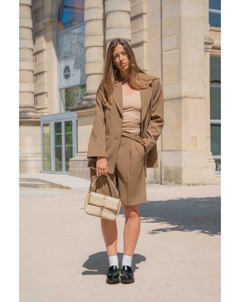 Bandolera de piel Rima beige/camel - 26x17x7,5 cm