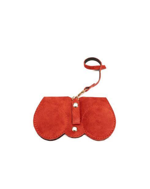 Samy rode leren brillenhouder - 15x8x1cm