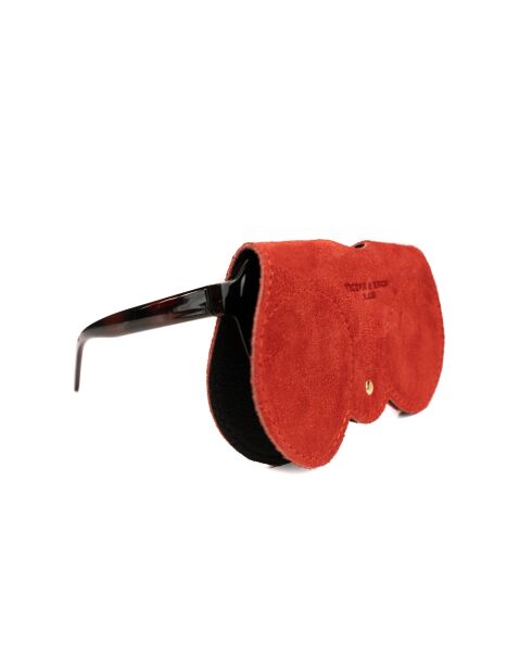 Samy rode leren brillenhouder - 15x8x1cm