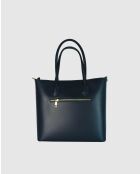 Myra schwarze Lederhandtasche - 34x28x12cm