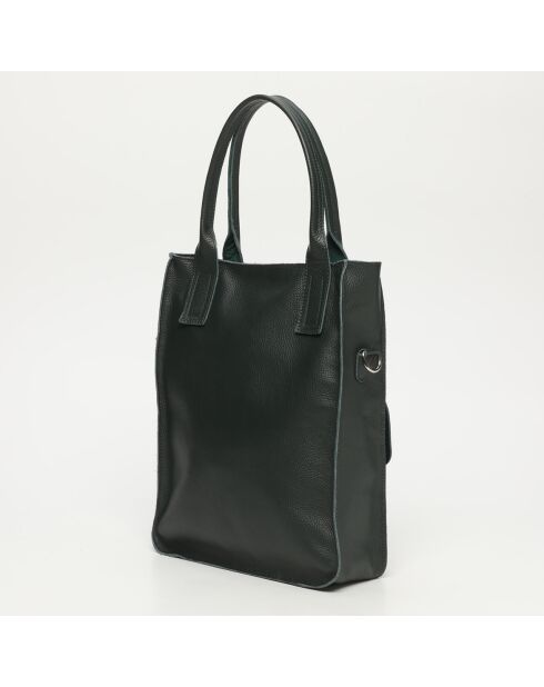 Borsa a mano in pelle Noa verde bottiglia - 34x38x11cm