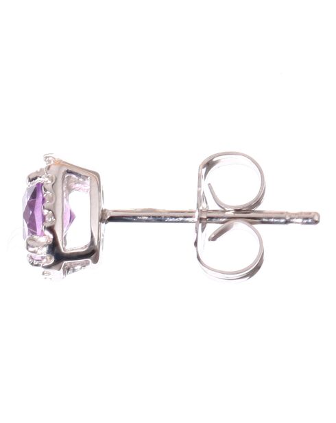 Popi Coussin oorbellen 0.07 ct diamanten en 0.60 ct amethisten witgoud
