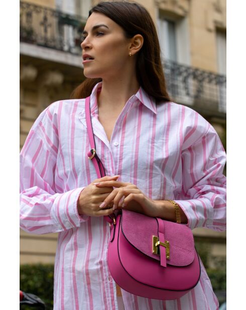 Borsa a tracolla Jara in pelle rosa - 22X18X6cm