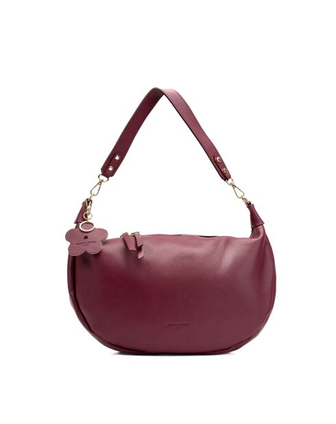 Schultertasche Kim aus burgunderfarbenem Leder - 39x24x8cm