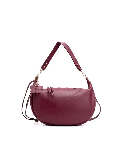 Schultertasche Kim aus burgunderfarbenem Leder - 39x24x8cm