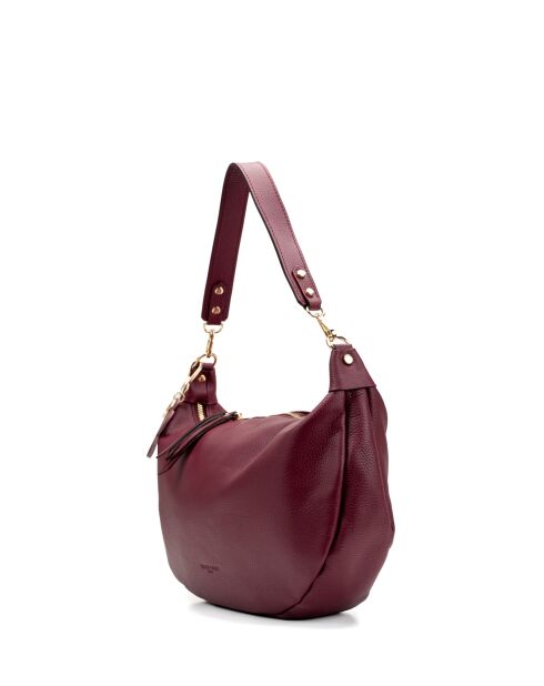 Schultertasche Kim aus burgunderfarbenem Leder - 39x24x8cm