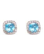Boucles d'oreilles Popi Coussin Diamants 0.07 ct Topazes or blanc