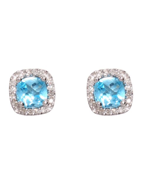Boucles d'oreilles Popi Coussin Diamants 0.07 ct Topazes or blanc