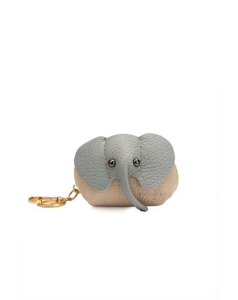Jim leren portemonnee in beige/hemelsblauw - 10x7x5cm