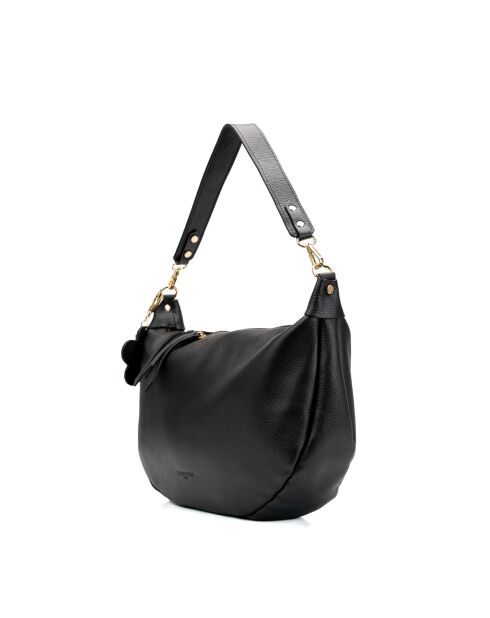 Kim Schultertasche aus schwarzem Leder - 39X24X8cm