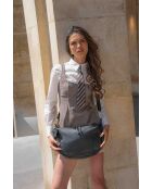 Kim Schultertasche aus schwarzem Leder - 39X24X8cm