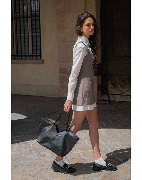 Sac porte épaule en cuir Lili noir - 50x29x14.5cm