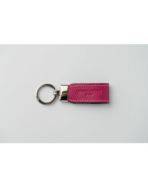 Porte cle en cuir Avy rose - 7.5x3cm