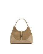 Bolso de hombro Dahlia de piel beige - 24x16x12cm