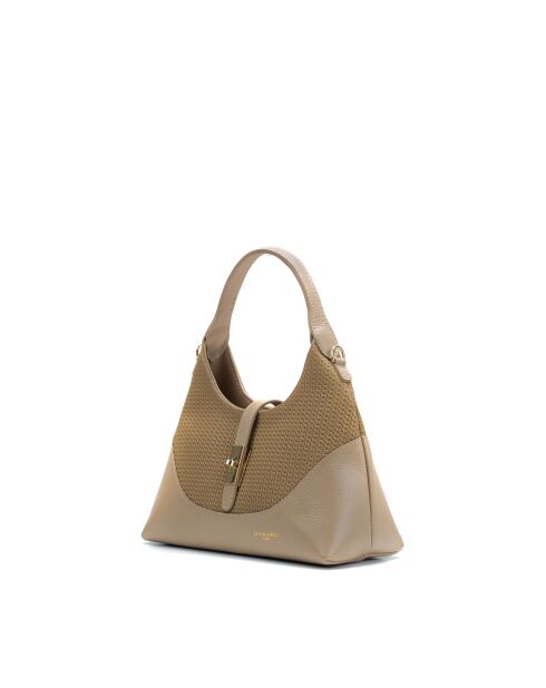 Bolso de hombro Dahlia de piel beige - 24x16x12cm