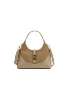 Bolso de hombro Dahlia de piel beige - 24x16x12cm