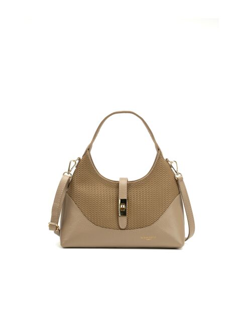 Bolso de hombro Dahlia de piel beige - 24x16x12cm