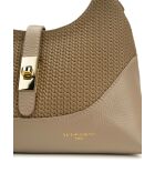 Bolso de hombro Dahlia de piel beige - 24x16x12cm