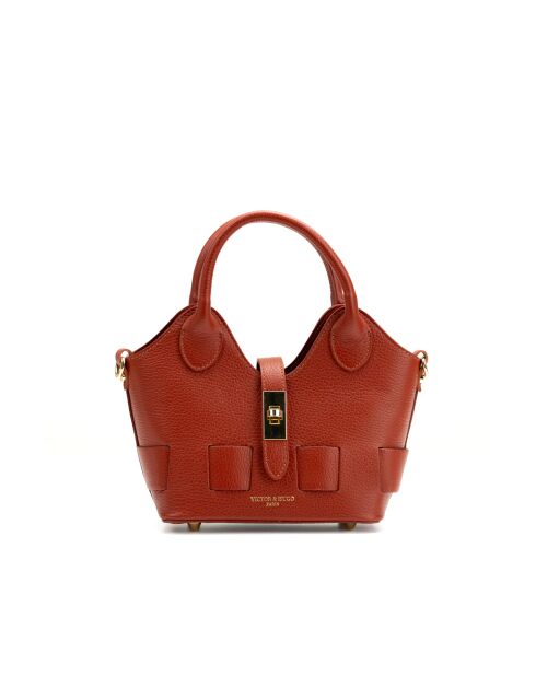 Noho terracotta leren schoudertas - 25x12x11cm