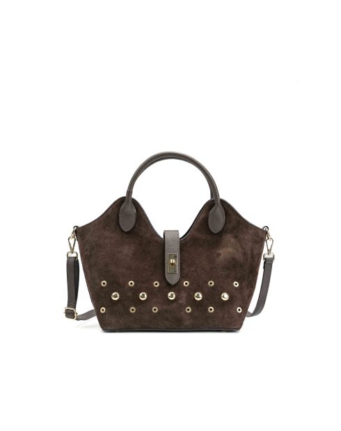 Bandolera Freya de piel moca - 43x28x16cm