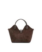 Bandolera Freya de piel moca - 43x28x16cm