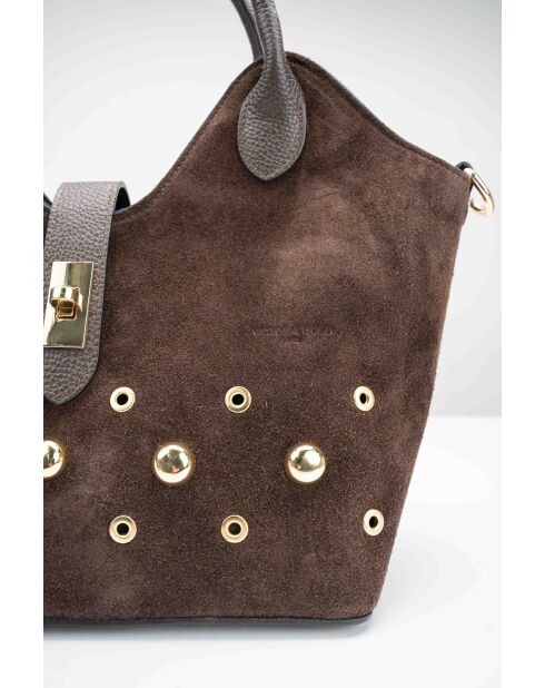 Bandolera Freya de piel moca - 43x28x16cm