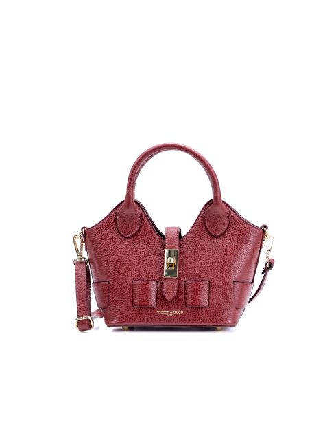 Noho bordeauxrode leren schoudertas - 25x12x11cm