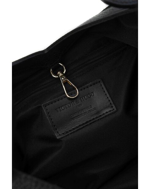 Sac porte épaule en cuir Siri noir - 50x29x14.5cm