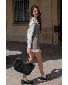Sac porte épaule en cuir Siri noir - 50x29x14.5cm