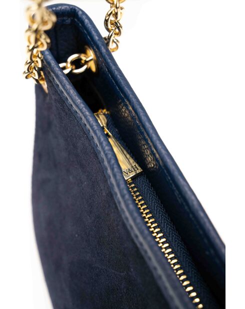 Borsa a tracolla Mia in pelle blu - 28x17x8cm