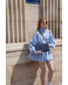 Borsa a tracolla Mia in pelle blu - 28x17x8cm
