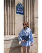 Borsa a tracolla Mia in pelle blu - 28x17x8cm