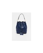 Mini Livy marineblauwe leren emmertas - 18x21,5x11cm