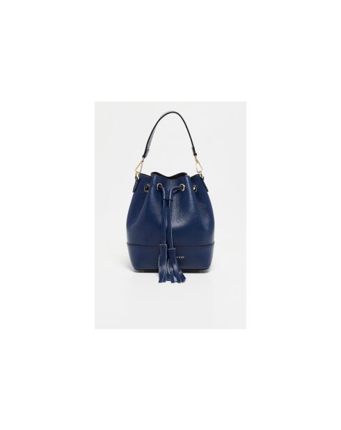 Sac seau en cuir Mini Livy bleu marine - 18x21.5x11cm