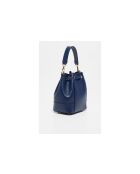 Mini Livy marineblauwe leren emmertas - 18x21,5x11cm
