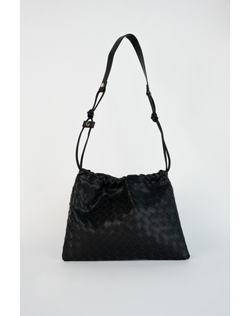 Eloa Schultertasche aus schwarzem Leder - 23x13x8cm