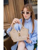 Bolso de hombro Noho de piel beige - 25x12x11cm