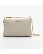 Schultertasche Perla aus Leder in Beige - 21,5x15x5 cm
