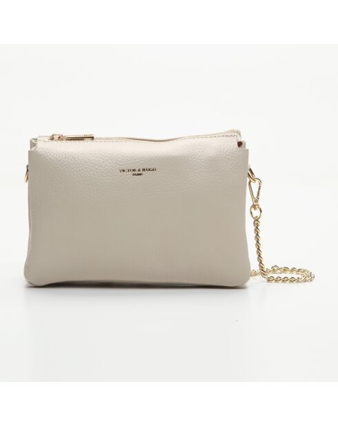 Sac à bandouliere en cuir Perla beige - 21.5x15x5cm