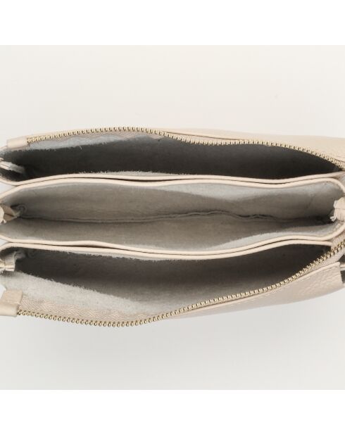 Schultertasche Perla aus Leder in Beige - 21,5x15x5 cm