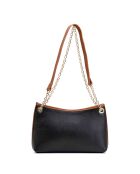 Schultertasche Ava aus Leder in Schwarz/Camel - 28x17x8cm
