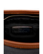 Schultertasche Ava aus Leder in Schwarz/Camel - 28x17x8cm