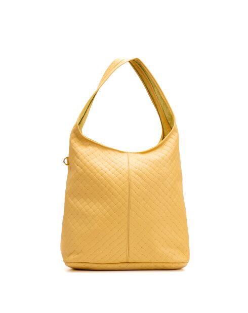 Gelbe Vicky Schultertasche aus Leder - 40x32x15cm
