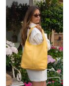 Sac porte épaule en cuir Vicky jaune - 40x32x15cm