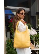 Sac porte épaule en cuir Vicky jaune - 40x32x15cm