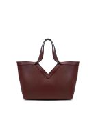 Bordeauxrote Schultertasche Lili aus Leder - 50x29x14,5 cm
