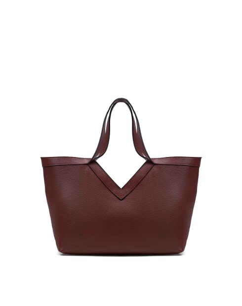 Bordeauxrote Schultertasche Lili aus Leder - 50x29x14,5 cm