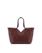 Bordeauxrote Schultertasche Lili aus Leder - 50x29x14,5 cm