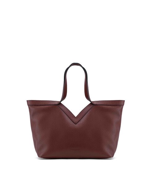 Bordeauxrote Schultertasche Lili aus Leder - 50x29x14,5 cm